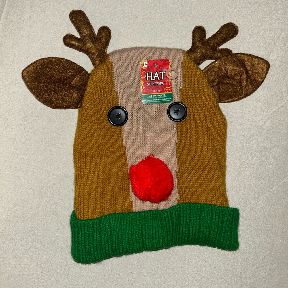 NWT Rudolph the red nosed reindeer hat